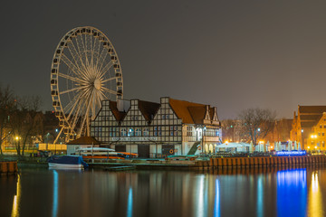 Obraz premium City of Gdansk on the Motlawa River.