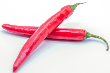 Chili pepper isolated on a white background.Close up red chili on white.