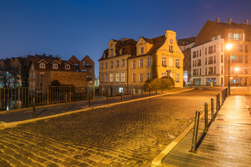 Fototapeta na wymiar City of Gdansk on the Motlawa River.