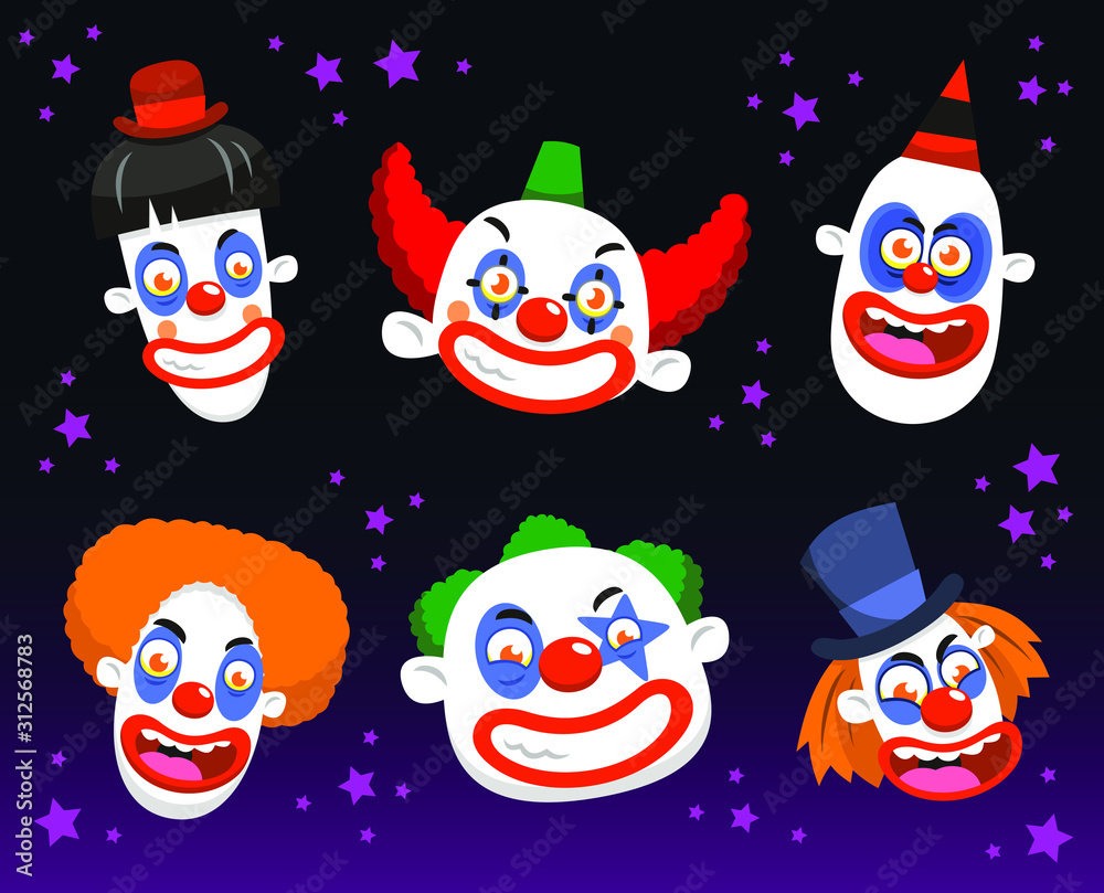 Wall mural evil clown set