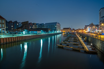 Fototapeta na wymiar City of Gdansk on the Motlawa River.