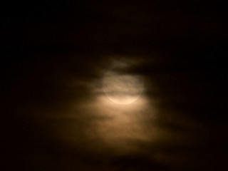 Full moon behind the clouds