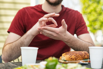 ASL: Man Makes Sign For ""Count""