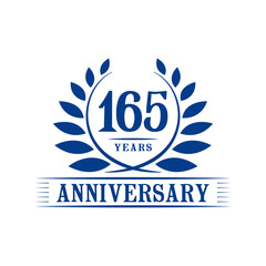 165 years logo design template. One hundred sixty fifth anniversary vector and illustration.