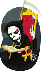 grim reaper reading a story