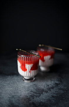 Strawberry dessert in a glass