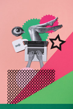 Hands chating in a computer