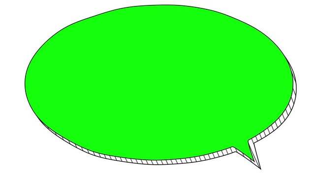 Animated 3D Cartoon Speech Bubble on White Background - Green for Keying