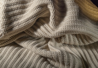 the texture of knitted clothes is gray