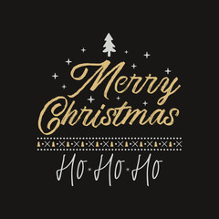 Merry Christmas season graphic print, t shirt design for xmas party, cricut. Holiday decor with ornaments and xmas text - Merry Christmas Ho Ho Ho. Stock emblem