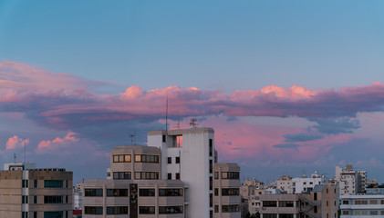 Pink clouds on sunset