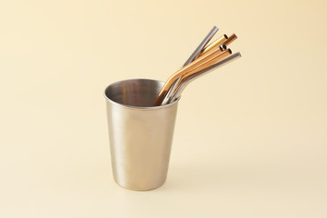 Metal Drinking Straws and Cup