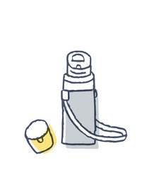 キャップの開いた水筒