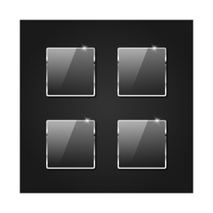 Set of blank shiny glass web buttons