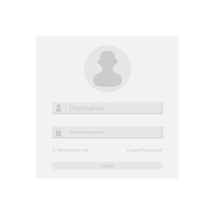 Login screen and Sign In form template for mobile app or website design. UI, UX, user interface kit, smartphone application design. Flat and minimal style