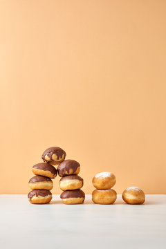 Food set of homemade donuts on a duotone background.