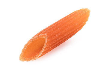 Classic pasta with the addition of durum wheat tomatoes isolated on a white background