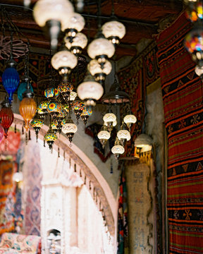 very beautiful multi-colored Turkish glass lamps