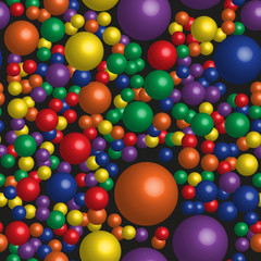 Rainbow Color Balls Seamless Pattern on Black