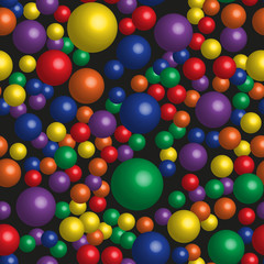 Rainbow Color Balls Seamless Pattern on Black