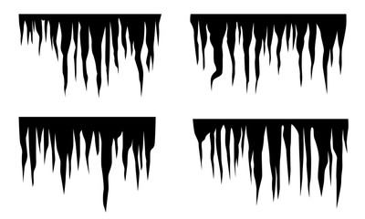 Set of black icicles elements isolated on white background. Vector illustration - obrazy, fototapety, plakaty