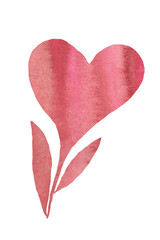 Flower in the form of a heart for Valentine's Day. Watercolor hand drawn illustration