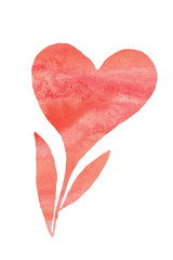Flower in the form of a heart for Valentine's Day. Watercolor hand drawn illustration