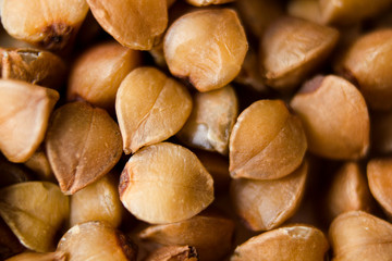 buckwheat on a wooden natural background macro shot from above