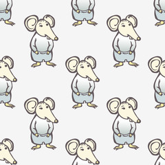 Chinese New Year seamless pattern with hand drawn rats