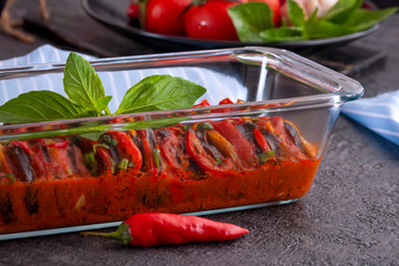 A dish of French cuisine - Ratatouille. Dish of the fall season.