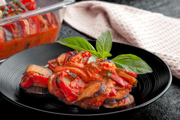 A dish of French cuisine - Ratatouille. Dish of the fall season.