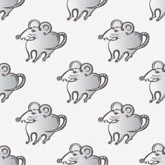 Obraz premium Chinese New Year seamless pattern with hand drawn rats