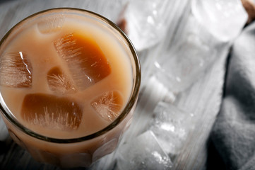 Chilled iced coffee. Coffee with milk.