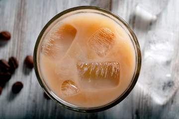 Chilled iced coffee. Coffee with milk.