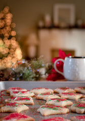 Fototapeta na wymiar Christmas Cookies in a Cozy Home with Coffee