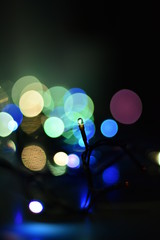 Garland lights on black background