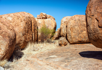 Pathway amongst large rock formations