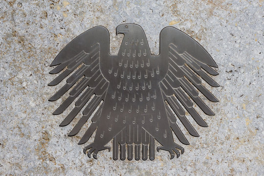 The german eagle (Bundesadler), the logo of the German Bundestag - Berlin, Germany - June 2018