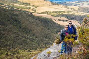Young couple exploring nature at a beautiful paramo at the department of Cundinamarca in Colombia
