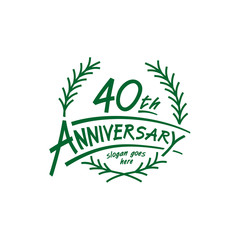40 years design template. Fortieth years logo. Vector and illustration. 