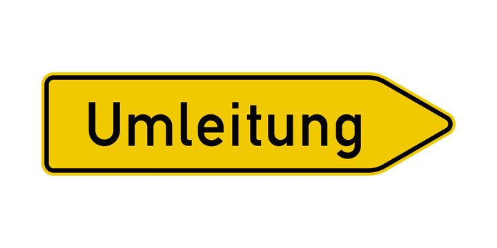 Right detour road sign in German language