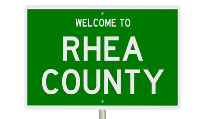 Rendering of a green 3d highway sign for Rhea County