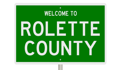 Rendering of a green 3d highway sign for Rolette County