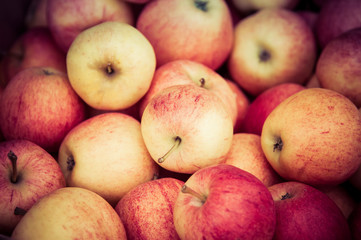 Fototapeta na wymiar Organic apples for sale in a small market