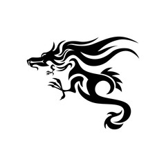 Creative Tribal Dragon Logo Design Vector Illustration