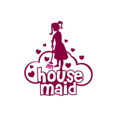 Obraz na płótnie Canvas Housemaid Logo Stock Vector Illustration. unique maid logo. cleaning service. house maid. vector illustration