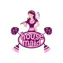 Housemaid Logo Stock Vector Illustration. unique maid logo. cleaning service. house maid. vector illustration