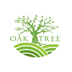 Green Creative Oak Tree Logo Design Symbol Illustration