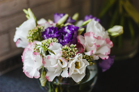 A beautiful bouquet of eustom close-up.