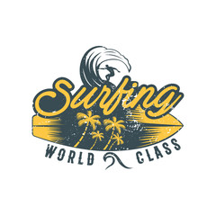Obraz premium Vintage Surfing Graphics and retro logo vector illustration